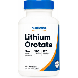 Nutricost Lithium Orotate 5 мг, 120 капсул - вегетарианские капсулы, без ГМО, без глютена