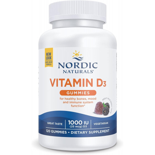 Nordic Naturals Gummies з вітаміном D3, лісові ягоди - 120 Gummies - 1000 МО Вітамін D3 - Чудовий смак - Здорові кістки, настрій і функція імунної системи - Без ГМО - 120 порцій