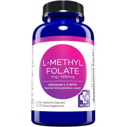 MD Life L Methylfolate 1mg - Активна метилфолатна добавка професійного рівня - Максимальна ефективність MTHFR Supplements - L метилфолат 1mg 120 капсул - незамінні амінокислоти