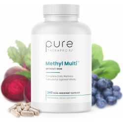 Methyl Multi Without Iron - 240 Vegan Capsules - Вітаміни та мінерали + метил B12 і метилфолат у вигляді кватрефолієвої кислоти (5-MTHF), ультрачиста мультивітамінна та мультимінеральна добавка, що підтримує енергію та життєву силу