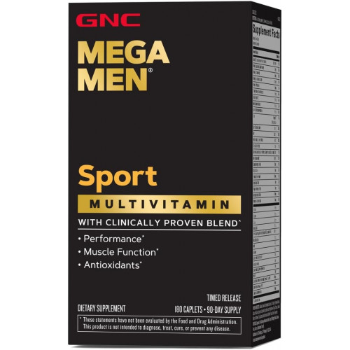 GNC Mega Men Sport Multivitamin | Продуктивність, функція м’язів і загальний стан здоров’я | 180 граф