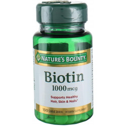 Nature's Bounty Biotin, вітамінна добавка, підтримує метаболізм для клітинної енергії та здоров’я волосся, шкіри та нігтів, 1000 мкг, 100 таблеток