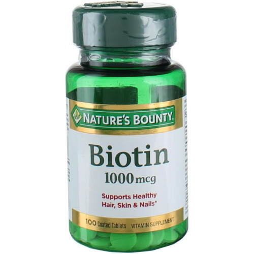 Nature's Bounty Biotin, вітамінна добавка, підтримує метаболізм для клітинної енергії та здоров’я волосся, шкіри та нігтів, 1000 мкг, 100 таблеток