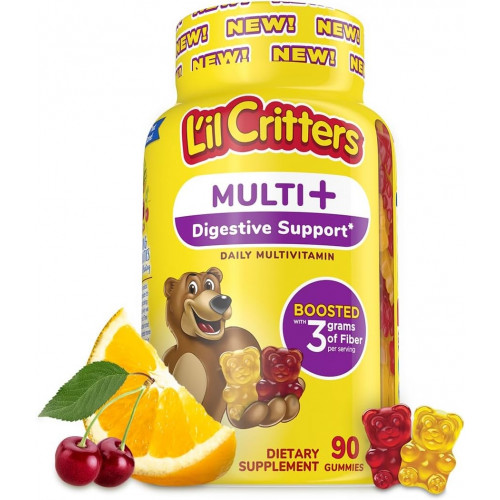 L'il Critters Multi Plus Digestion Gummy Daily Мультивитамины для детей, поддержка пищеварения, 90 жевательных конфет