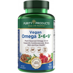 Purity Products Omega 3-6-9 Веганская и вегетарианская формула омега — комплекс незаменимых жирных кислот «5 в 1» — научно разработанные незаменимые жирные кислоты омега 3 6 9 растительного происхождения (EFA) — из (60)