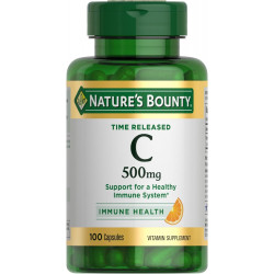 Nature's Bounty Time Released Vitamin C, поддержка иммунитета, витаминная добавка, 500 мг, 100 капсул