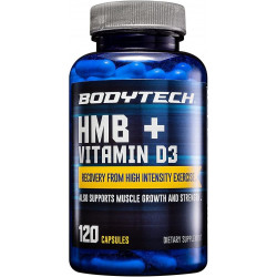 BODYTECH HMB + Вітамін D3 - Підтримує ріст м'язів і силу (120 рослинних капсул)