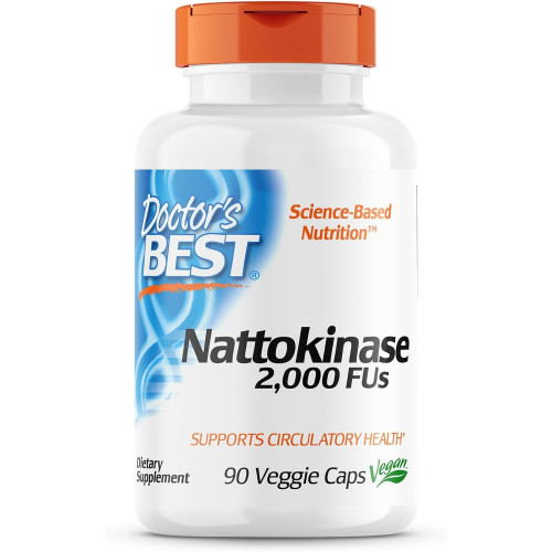 Doctor's Best Nattokinase - 2000 FU ферменту, підтримує здоров'я серця, кровообіг і нормальний кровотік, без ГМО, без глютену, для веганів, 90 VC (DRB-00125)