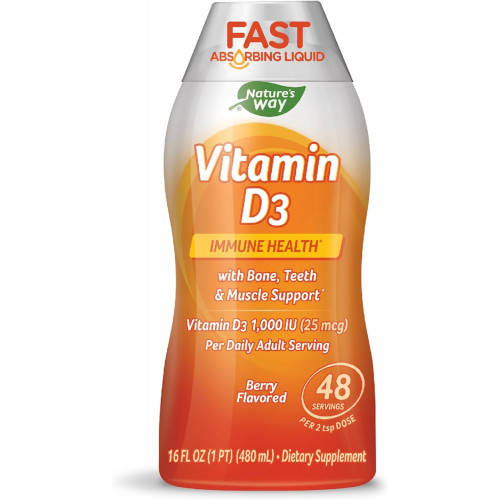 Nature's Way Vitamin D3 Liquid, Immune Health, Bone, Teeth & Muscle Support*, 16 Fl. Оз.