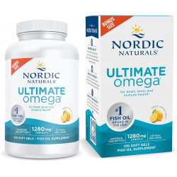 Nordic Naturals Ultimate Omega, зі смаком лимона - 210 м'яких гелів - 1280 мг Омега-3 - Високопотенційний риб'ячий жир Омега-3 з EPA та DHA - Сприяє здоров'ю мозку та серця - Без ГМО - 105 порцій