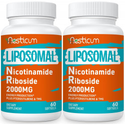 2000 мг ліпосомальної нікотинамід-рибозидної добавки, висока абсорбція, НАД+ стимулююча добавка з ТМГ і птеростілбеном, перевершує ніацинамід для клітинної енергії та стійкості до старіння, 120 м’яких капсул