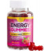 Energy Gummies Вітамін B12, екстракт зеленого чаю та гуарани, натуральний кофеїн, щоденна енергетична вітамінна добавка, смачна жувальна добавка зі смаком малини для бігунів, жінок і чоловіків - 60 цукерок