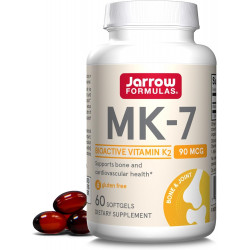 Jarrow Formulas MK-7 90 мкг - Біоактивна форма вітаміну K2 - 60 порцій (м'які таблетки) - Для здоров'я кісток і серцево-судинної системи - Вітамін K2 MK-7 Дієтична добавка - K2 Вітамінна добавка MK-7 - Без глютену