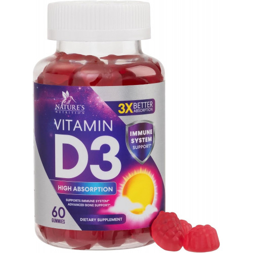 Показан перевод для запроса Vitamin D3 Gummy Vitamins Extra Strength 5000 IU (125 mcg) High Potency Vitamin D Gummies Dietary Supplement - Bone, Teeth, Muscle & Immune Support, Nature's Vitamin D Supplement, Non-GMO - 60 Gummies