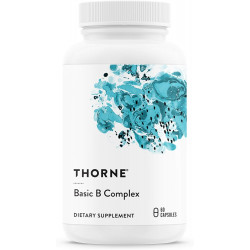 THORNE Basic B-Complex - Добавка комплексу вітаміну B з холіном, готова до тканин - Підтримує виробництво клітинної енергії, здоров'я мозку та утворення еритроцитів - Без глютену, без молочних продуктів - 60 капсул