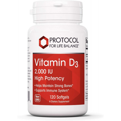 Protocol Vitamin D3 2000 МЕ - Поддержка костей и зубов* - Пищевая добавка для иммунитета и минерализации костей* - Не содержит ГМО, халяльный, подходит для кето-диеты - 120 мягких капсул