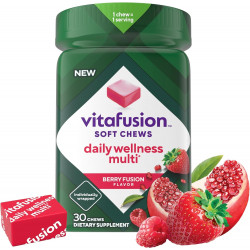 Vitafusion Soft Chews Daily Wellness Multi(1), жувальні полівітаміни для дорослих, індивідуальна упаковка, смак Berry Fusion, 30 жувальних таблеток, 30-денний запас