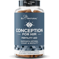 Conception For Him – добавки для повышения фертильности для мужчин, усилитель мужской фертильности и пренатальный прием – оптимальное количество сперматозоидов, сила подвижности – ашваганда, фолат, фолиевая кислота, магний и цинк – 60 мягких растительных 