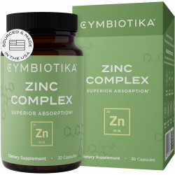 Возможно, вы имели в виду: CYMBIOTIKA Zinc Complex, High Absorption Zinc Supplement with Copper, Including Zinc Picolinate, Zinc Monomethionine, & Sucrosomial Zinc, Powerful Immune System Booster for Adults, Non-GMO, 30 Capsules