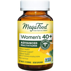 MegaFood Women's 40+ Advanced Multivitamin for Women - Dr Formulated - Вітамін B, Вітамін D3, Вітамін K2 & Холін - Енергетичний метаболізм; Здоров'я мозку та здоров'я кісток - Вегетаріанський - 60 таблеток (30 порцій)