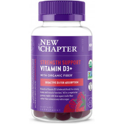 New Chapter Organic Vitamin D3+ Gummies – 72% менше цукру§, 1000 МО USDA Organic Vitamin D, ONE Daily Gummy для зміцнення кісток і м’язової функції, без ГМО, без глютену, зі смаком ягід, 60 каратів