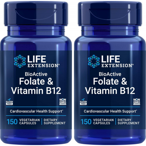 Возможно, вы имели в виду: Life Extension BioActive Folate & Vitamin B12, 150 Vegetarian Capsules (Pack of 2) B-9 L Methyl Folic Acid (5-MTHF) AND-b12 Cofactor Veg Caps - Non GMO, Gluten Free B9 Supplement