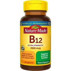 Nature Made Extra Strength Vitamin B12 2500 мкг, дієтична добавка для підтримки енергетичного обміну, 60 таблеток, 60-денний запас