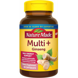 Nature Made Multi + Ginseng, Daily Energy Multivitamin для дорослих, один вітамін на день, 60 капсул