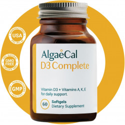 ALGAECAL 4-in-1 Vitamin D3 Complete - ADK Vitamin Supplement, Enhanced Immune Support & Bone Health with D3 K2, A, & E - Whole Body Wellness & Bone Strength, 60 м'яких таблеток для легкого ковтання