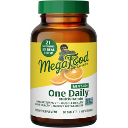 MegaFood, Мультивитаминная и минеральная пищевая добавка для мужчин старше 40 лет, один раз в день, с витаминами B, D и цинком, без ГМО, вегетарианская, 60 таблеток (60 порций)