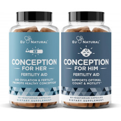 Eu Natural Conception Fertility for Her & Him Bundle – Комбінація добавок для підвищення фертильності для жінок і чоловіків – пренатальні вітаміни – сприяють гормональному балансу, стабільності циклу, сприяють овуляції – 120 шт.