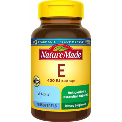 Nature Made Vitamin E 180 мг (400 МО) dl-альфа, дієтична добавка для підтримки антиоксидантів, 180 м’яких капсул, запас на 180 днів