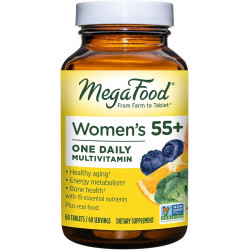 MegaFood Women's Multivitamin для женщин старше 55 лет один раз в день с витамином A, витамином C, витамином D3 и витамином E для оптимальной поддержки старения - Plus Real Food - Добавка для поддержки иммунитета - Вегетарианский - 60 таблеток