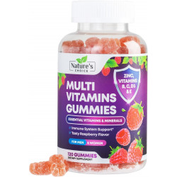 Мультивітаміни Gummies - Nature's Daily Gummy Multivitamins для дорослих, жінок і чоловіків з вітамінами A, C, E, B6, B12 і мінералами - Натуральна мультивітамінна добавка, без ГМО, зі смаком ягід - 120 Gummies