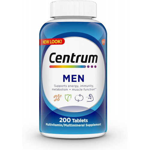 Centrum Multivitamin для мужчин, мультивитаминная/мультиминеральная добавка с витамином D3, витаминами группы B и антиоксидантами, без глютена, без ГМО, 200 шт.