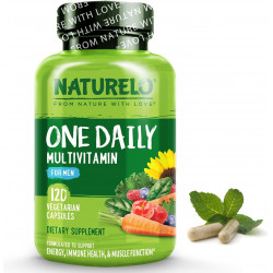 NATURELO Men's Multivitamin - One Daily Multivitamin for Men with Vitamins, Minerals & Organic Whole Foods, Boost Energy & Health, Non-GMO, 120 Vegetarian Capsules