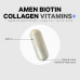 Amen Biotin Collagen Vitamins+ Розширена підтримка волосся, шкіри, нігтів та імунітету - 10 000 мкг біотину, колагену, кератину, вітамінів С і Е, фолієвої кислоти, гіалуронової кислоти, МСМ - 3-місячний запас, без ГМО - 90 капсул