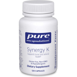 Pure Encapsulations Synergy K - з вітамінами K1, K2 і D3 - Підтримує кістки, кровоносні судини, еластичність судин і використання кальцію* - Включає холекальциферол - Без глютену та без ГМО - 180 капсул