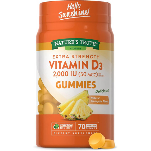 Nature's Truth Vitamin D3 Gummies | 2000 МО | 70 граф | Смак ананаса | Вегетаріанська добавка без ГМО та глютену