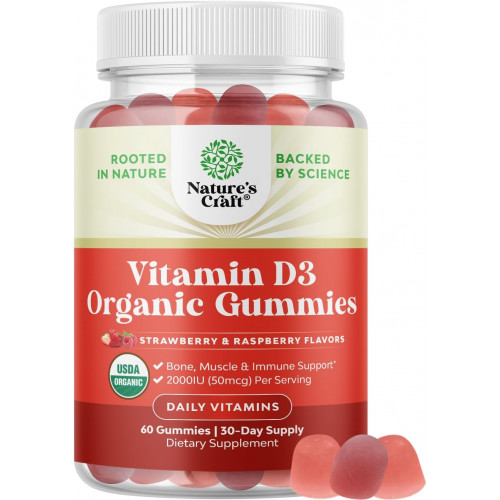 Возможно, вы имели в виду: Organic Vitamin D Gummies for Adults - Daily Immune Support Gummies with Vegan Vitamin D3 2000 IU - USDA Organic Vitamin D3 Gummies for Adults Wellness - Non GMO Gluten Free - 1 Month Supply