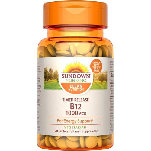 Sundown Timed Release Vitamin B12 1000 мкг, підтримує здоров'я нервової системи та клітинної енергії, 120 таблеток