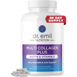 ДОКТОР. EMIL NUTRITION Multi Collagen Peptides Plus Biotin and Vitamin D - біотин і колагенові добавки для волосся, шкіри та нігтів - біотинові таблетки для росту волосся, 60 порцій