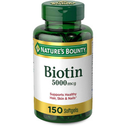 Nature's Bounty Biotin, вітамінна добавка, підтримує метаболізм для клітинної енергії та здоров’я волосся, шкіри та нігтів, 5000 мкг, 150 капсул