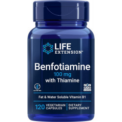 Возможно, вы имели в виду: Life Extension Benfotiamine with Thiamine, Fat or Water Soluble Vitamin B1, Gluten Free, Healthy Metabolism, Non-GMO, Vegetarian, 100 mg, 120 Vegetarian Capsules