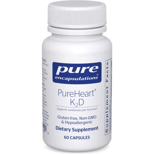 Pure Encapsulations PureHeart K2D - Добавка для здоров'я серця* - з вітаміном K2 і D3 - холекальциферолом, вітаміном D і MK-7 - без ГМО та вегетаріанська - 60 капсул