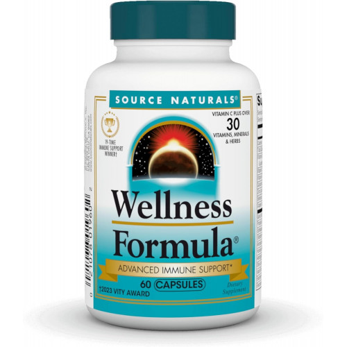 Source Naturals Wellness Formula Bio-Aligned Vitamins & Herbal Defence for Immune System Support - Дієтична добавка та засіб для зміцнення імунітету - 60 капсул