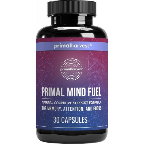 Добавка для мозга от Primal Harvest, Primal Mind Fuel Усилитель мозга для концентрации, энергии, ясности ума и здоровья мозга 30 капсул Ноотропы Добавка для поддержки мозга для мужчин и женщин