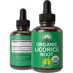 USDA Organic Licorice Root Extract Liquid Drops Доповнення. Веганська настоянка для травлення та здоров’я дихальних шляхів. Extracto de Regaliz Root Oil Herb. Без цукру, безглютенові добавки для жінок і чоловіків