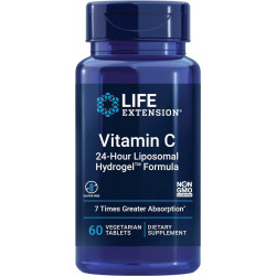 Life Extension Vitamin C 24-Hour Liposomal Hydrogel Formula – Ліпосомальна добавка з вітаміном C для здоров’я імунітету та шкіри з кальцієм – вегетаріанська, без глютену, без ГМО – 60 таблеток