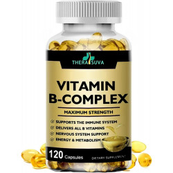 Max Strength Vitamin B-Complex + CoQ10 + Вітамін C - добавка для енергії, підтримки метаболізму, 120 м'яких капсул, 60-денний запас